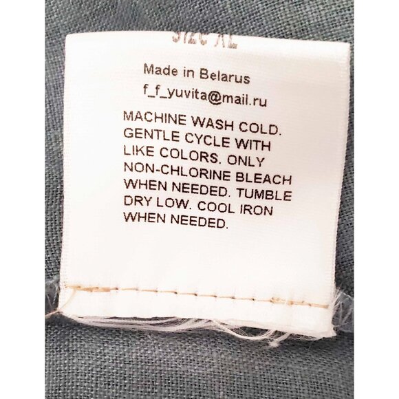 Yuvita Women's 100% Linen Sage Three-Quarter Sleeve Quotidian Top Pullover Shirt - Picture 9 of 11